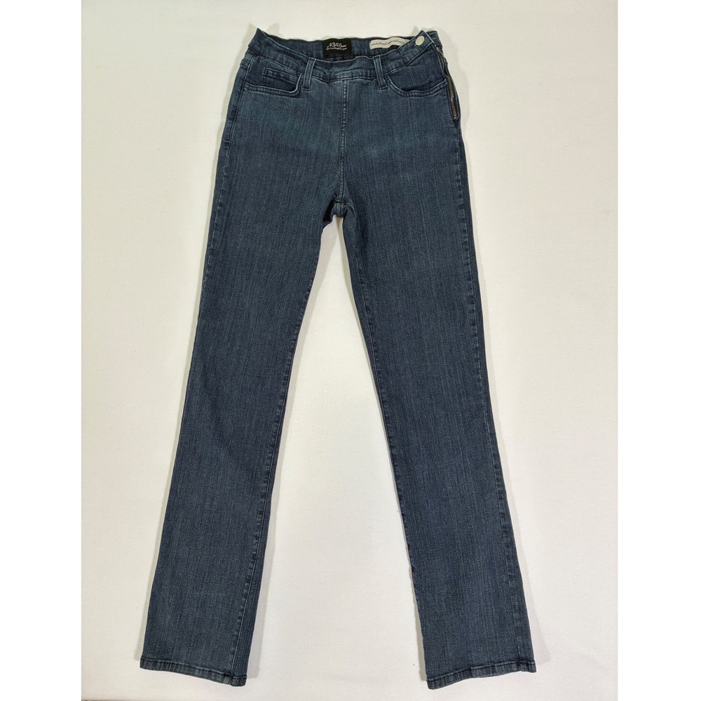 NYDJ Womens 6 Dark Wash Side Zip Straight Leg Jeans Lift Tuck 1911